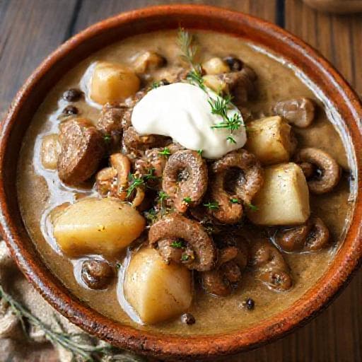 Bel Mukh with Mushrooms and Sour Cream