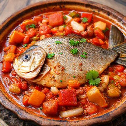 Classic Sharan Plakiya (Baked Carp with Vegetables)