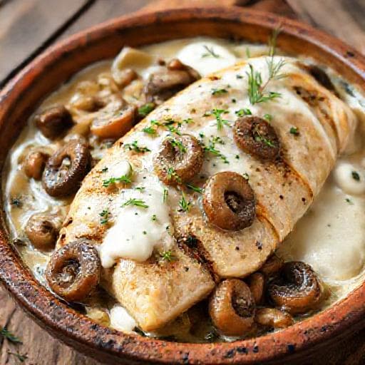 Щука на фурна with Mushrooms and Sour Cream