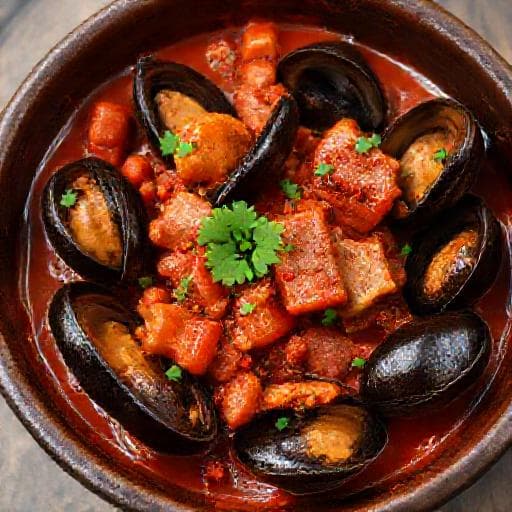 Mussels in Spicy Tomato Sauce with Chorizo