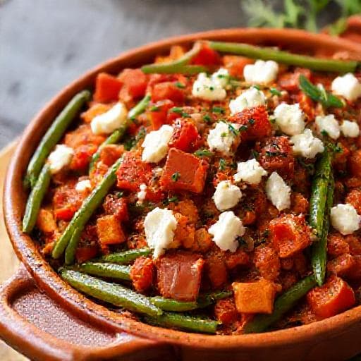 Green Bean Plakia with Smoked Paprika and Feta