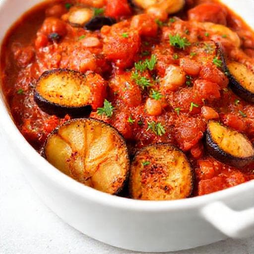 Quick Eggplant Plakiya with Canned Tomatoes