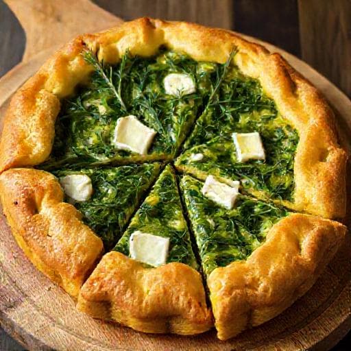 Nettle and Sirene Pie with Cornbread Crust