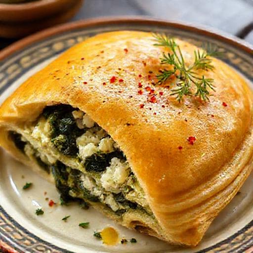 Rhodope Tenurki with Spinach and Herbs
