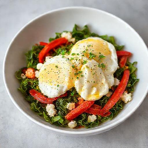 Lapad with Eggs and Sirene with Roasted Red Peppers