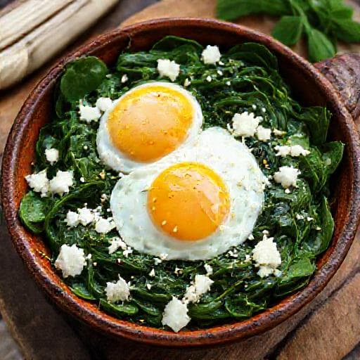 Traditional Bulgarian Spinach with Eggs and Sirene (Спанак с яйца и сирене)