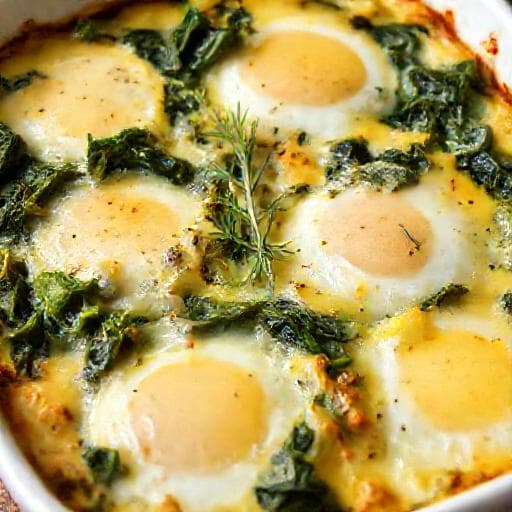 Spinach and Egg Bake with Smoked Gouda and Dill