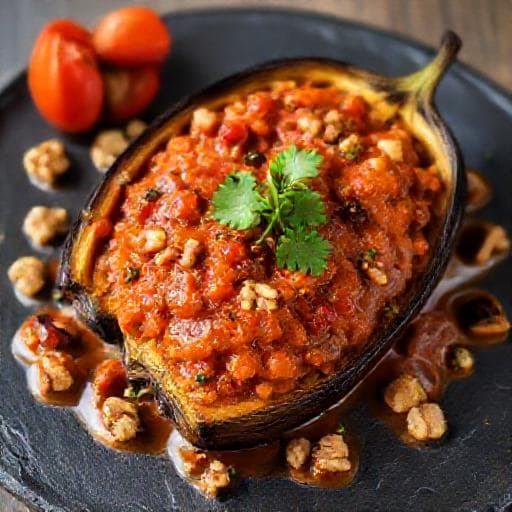 Patladzhani s Orekhov Sos s Piquillo Peppers (Regional Twist)