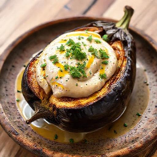 Classic Baked Eggplant with Tahini Sauce (Печен патладжан с таханов сос)