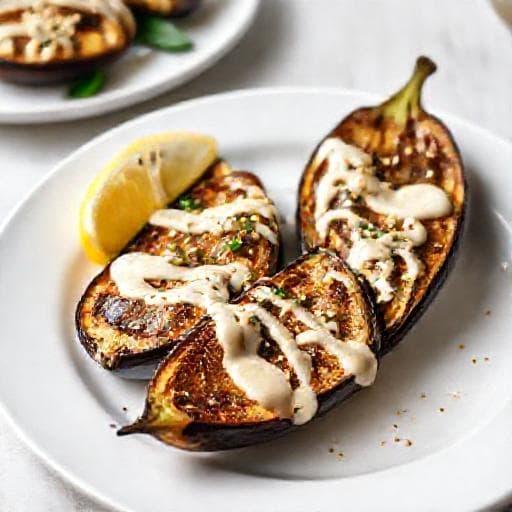 Quick Baked Eggplant with Simple Tahini Drizzle