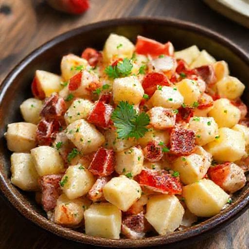 Bulgarian Potato Salad with Roasted Peppers and Garlic
