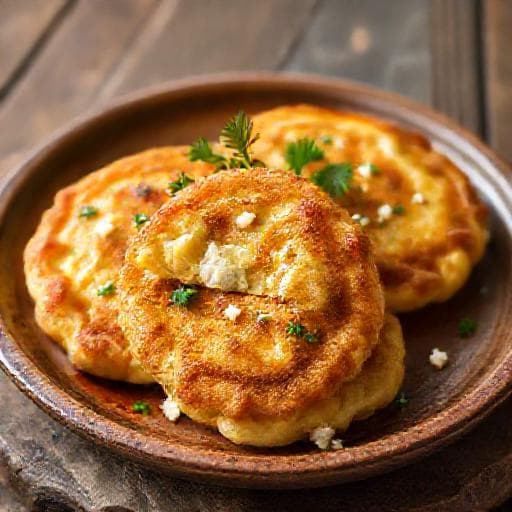 Traditional Bulgarian Kartofeni Kyufte s Sirene (Potato and Cheese Patties)