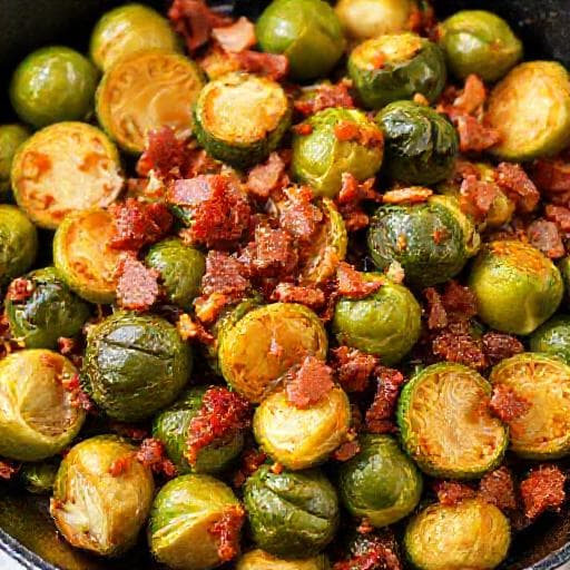 Roasted Brussels Sprouts with Bacon and Maple Syrup
