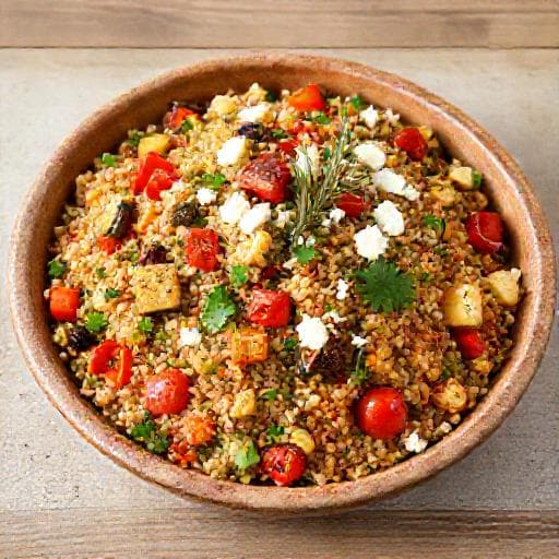 Mediterranean Bulgur Salad with Roasted Vegetables