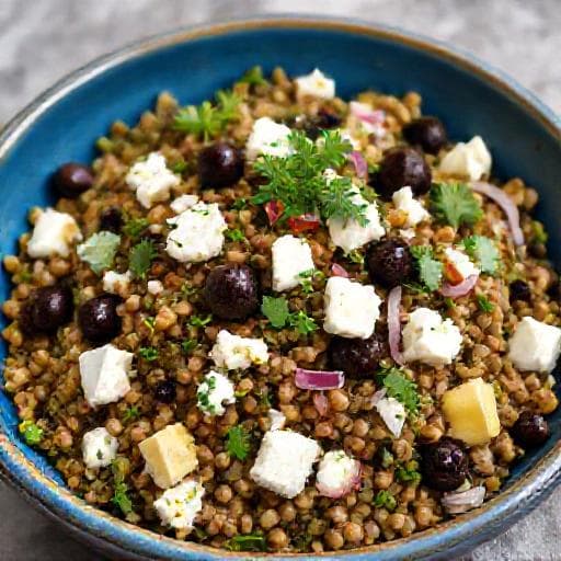 Mediterranean Lentil Salad with Feta and Herbs