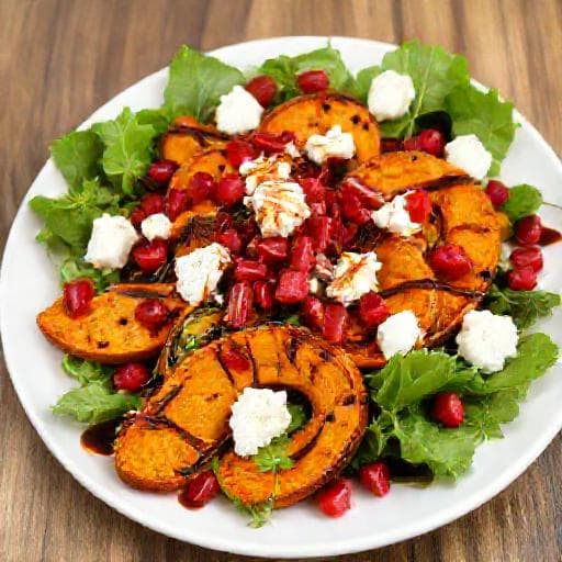 Roasted Pumpkin Salad with Goat Cheese and Pomegranate