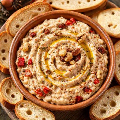 White Bean Spread with Roasted Red Peppers and Walnuts