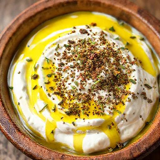 Traditional Labneh with Olive Oil and Za'atar