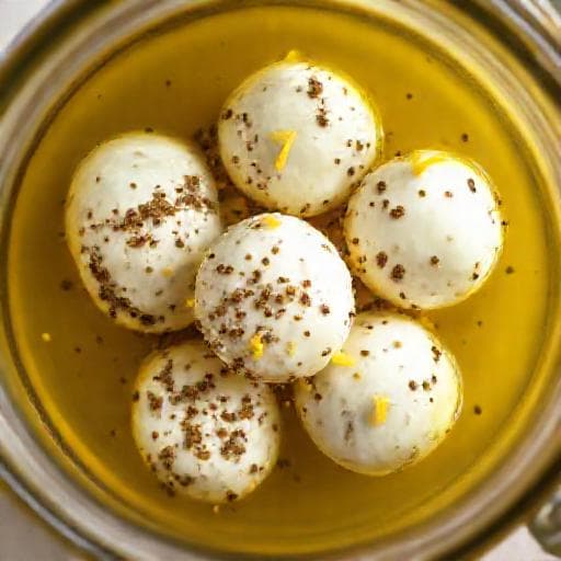 Labneh Balls in Olive Oil with Za'atar and Lemon Zest