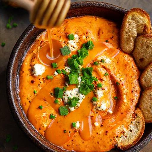 Spicy Tirokafteri with Honey Drizzle
