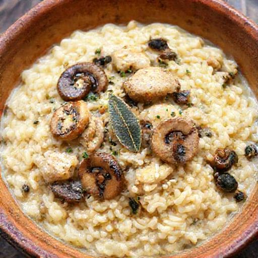 Mushroom and Chicken Risotto with Sage