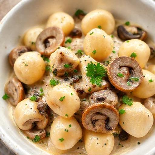 Classic Gnocchi with Creamy Mushroom Sauce