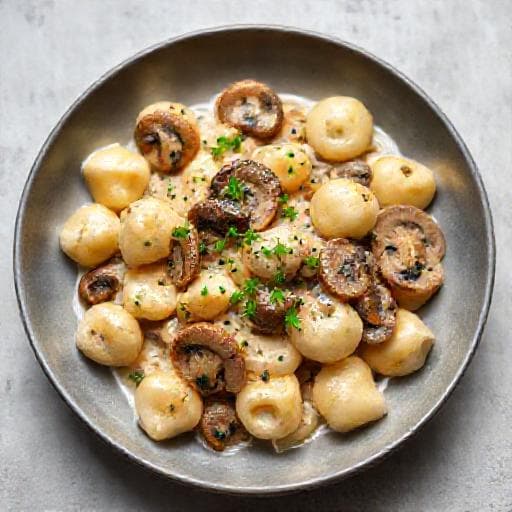 Quick Gnocchi with Creamy Mushroom Sauce (using store-bought gnocchi)