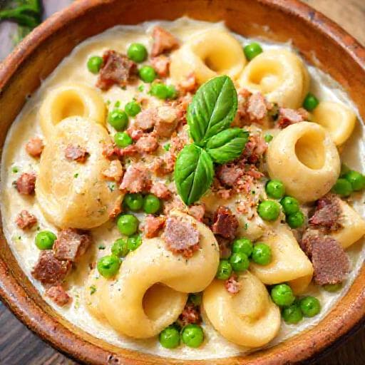 Tortellini with Creamy Prosciutto and Peas