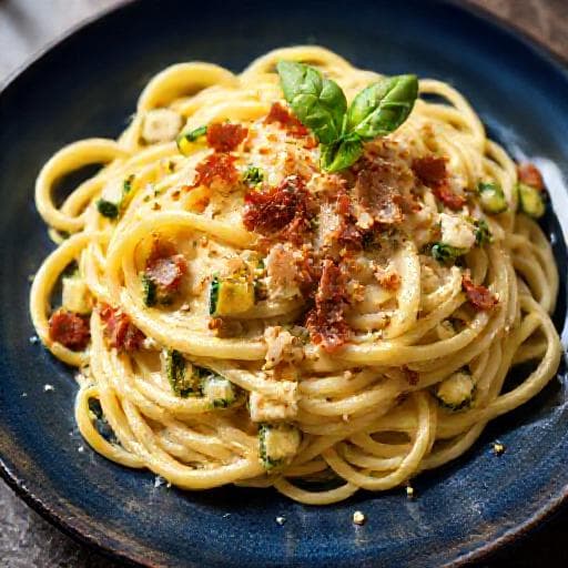 Creamy Zucchini and Parmesan Pasta with Pancetta