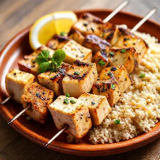 Cypriot Chicken Souvlaki with Halloumi