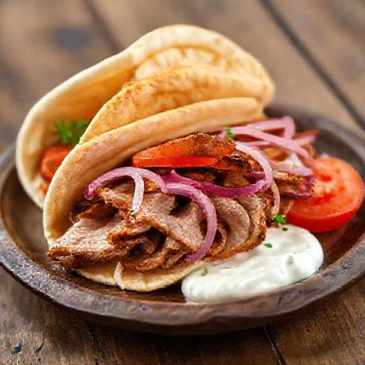 Traditional Greek Gyros with Tzatziki