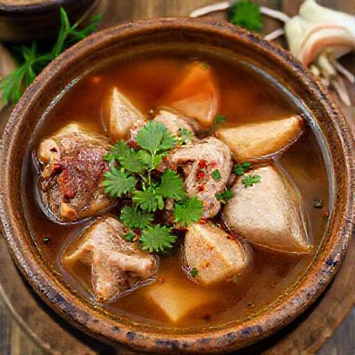 Traditional Pacha Chorba (Bulgarian Pork Head Soup)