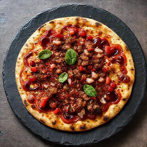 Spicy Lahmacun with Pomegranate Molasses