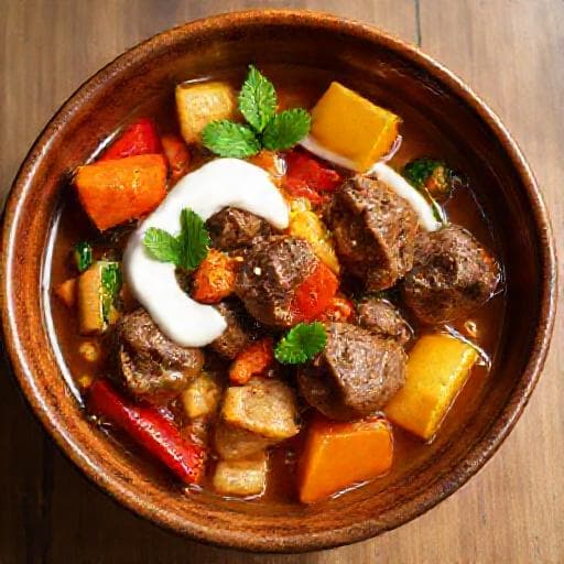 Lamb and Vegetable Stew with Yogurt-Lemon Finish
