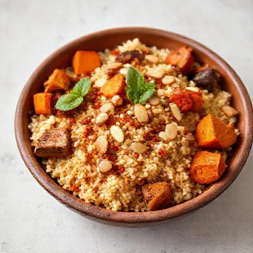 Spicy Harissa Couscous with Roasted Root Vegetables