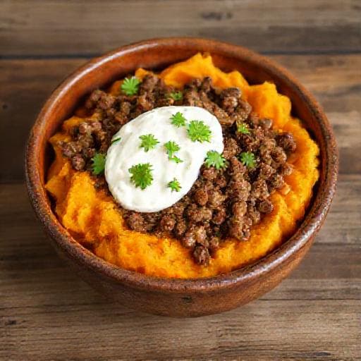 Classic Sweet Potato, Ground Meat, and Cottage Cheese Bowl