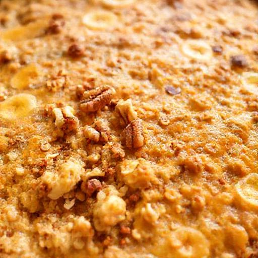 Spiced Banana Baked Oatmeal with Walnuts