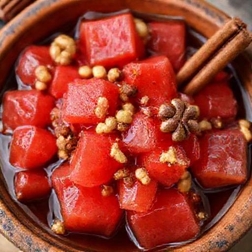 Spiced Watermelon Rind Preserve with Walnuts