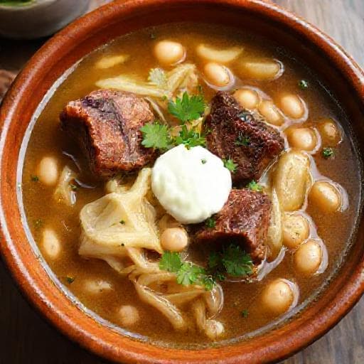 Sour Cabbage Soup with Smoked Ribs and Beans (Chorba ot Kiselo Zele s Rebra i Bob)