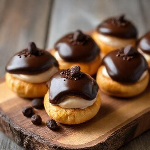 Profiteroles with Chocolate Ganache and Espresso Cream