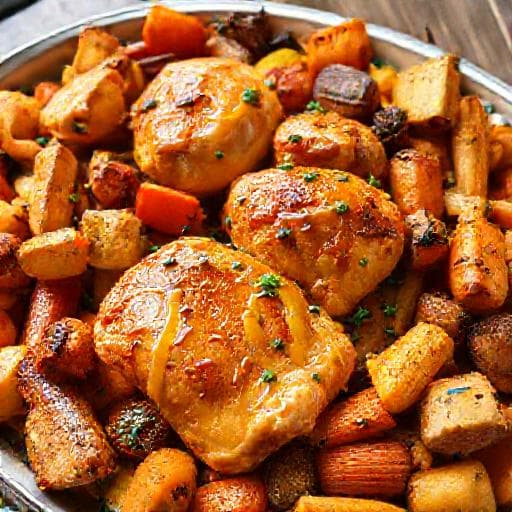 Honey Mustard Chicken with Roasted Root Vegetables