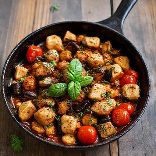 Quick Chicken and Eggplant Skillet