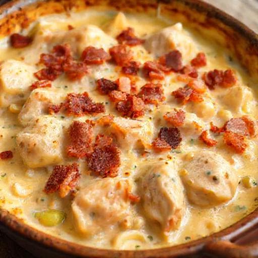 Creamy Chicken and Leek Casserole with Bacon