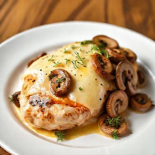 Chicken with Melted Cheese and Mushrooms