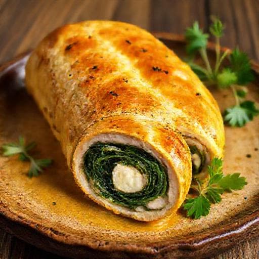 Classic Chicken Roll with Spinach and Sirene Cheese