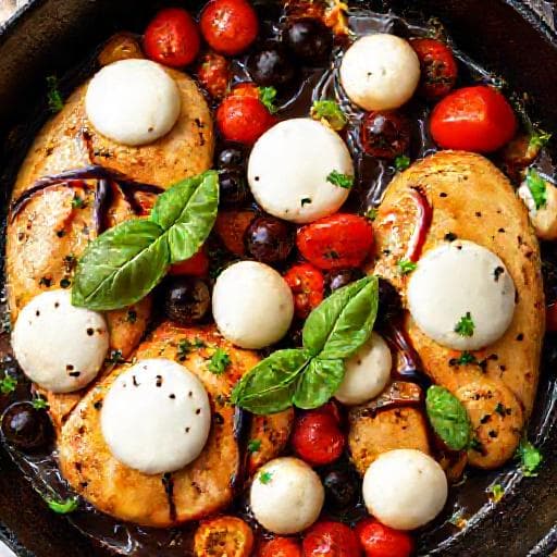 Mediterranean Chicken Caprese Skillet