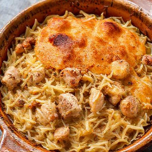 Traditional Bulgarian Banitsa with Turkey and Sauerkraut (Пуйка с кисело зеле)