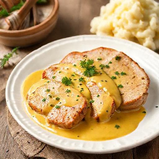 Classic Pork with Cream and Mustard Sauce