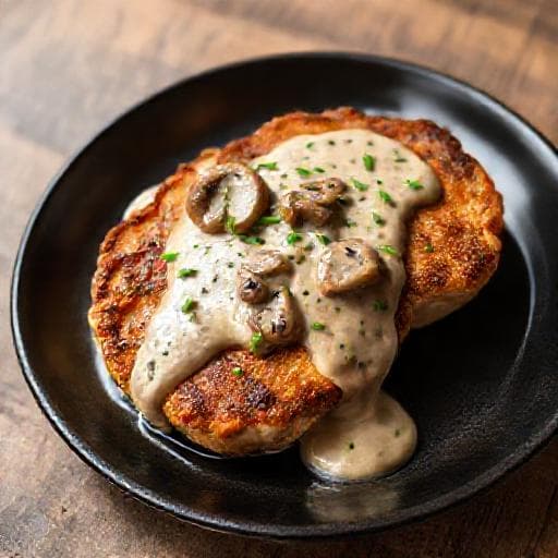 Pan-Fried Pork Chops with Mushroom Cream Sauce