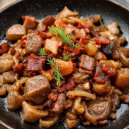 Pork Liver with Onions and Smoked Bacon